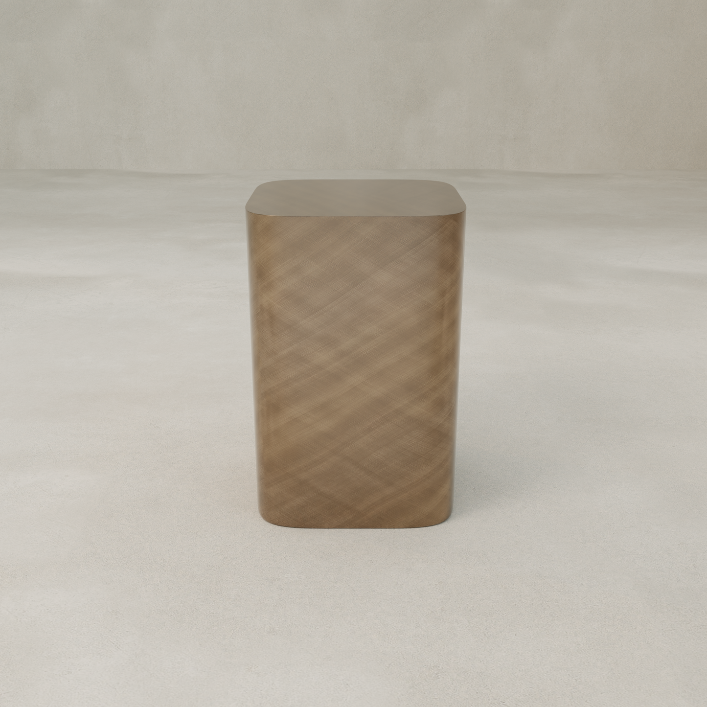 The Solaris Side Table Square, a tall rectangular piece with rounded corners, stands on a smooth, light-colored surface against a plain, light background.