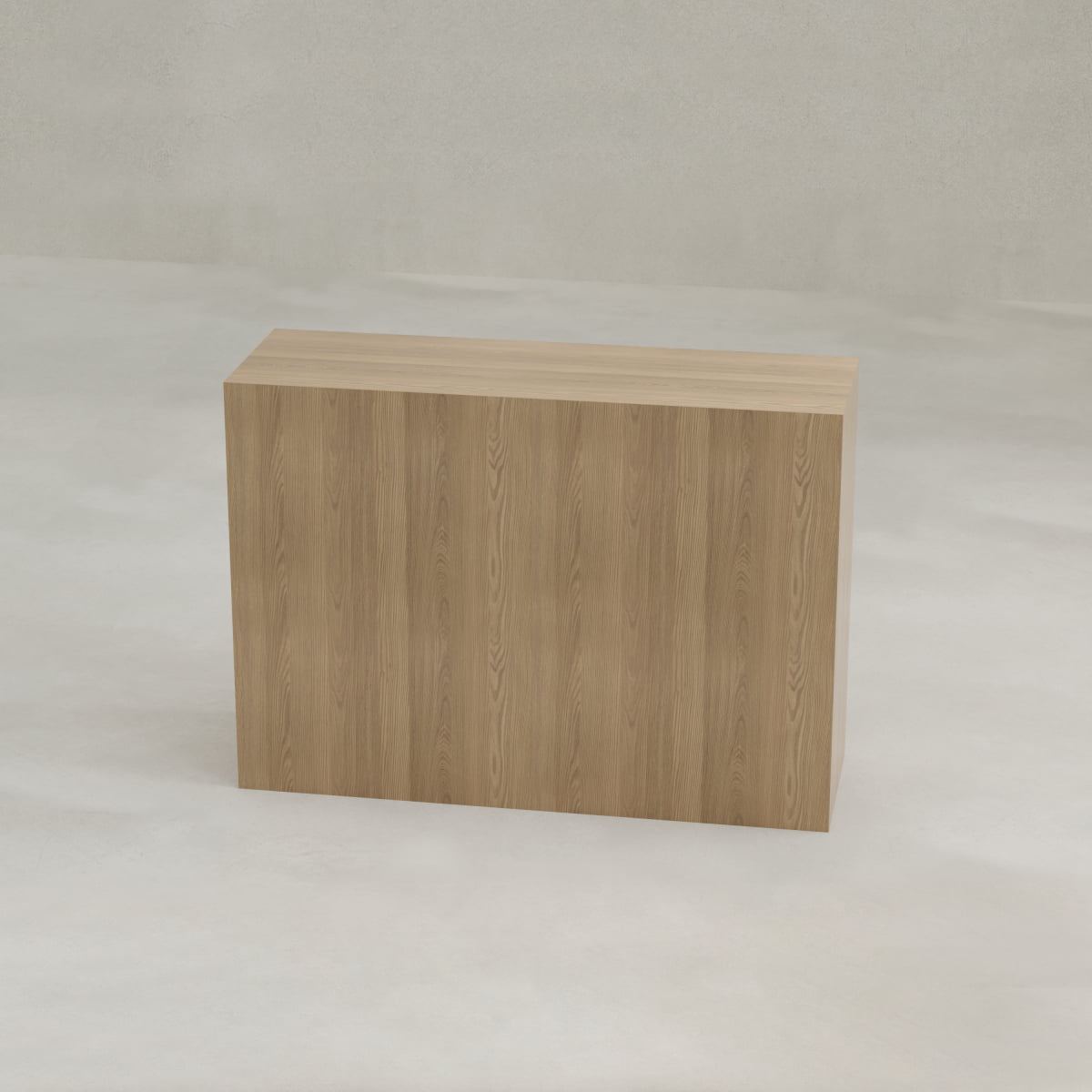 The Ashford Large Dresser, a rectangular oak wood cabinet with a light brown finish, stands on a smooth light-colored floor against a plain light gray wall.