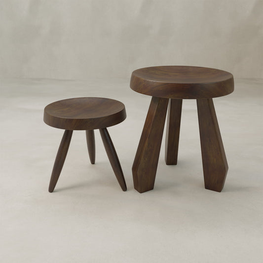 Athena Short Stool - WOOD / EBONY WALNUT - Tables