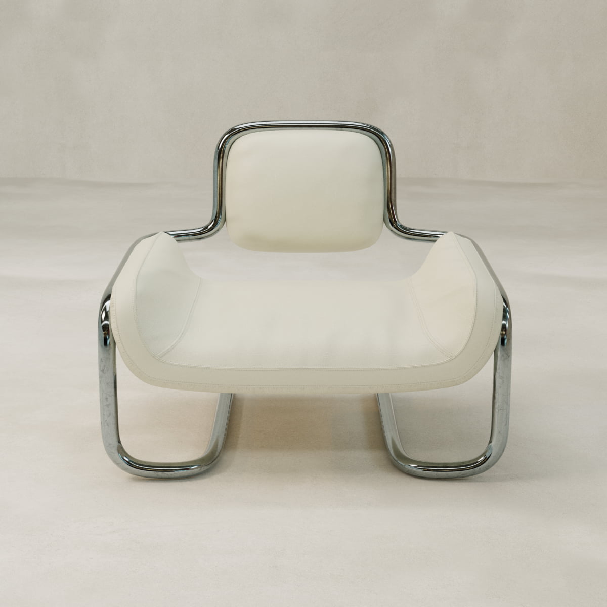 The Citron Chair is a modern, low-profile chair with ergonomic design, featuring a chrome frame and white upholstered seat and backrest, set against a light, neutral background.