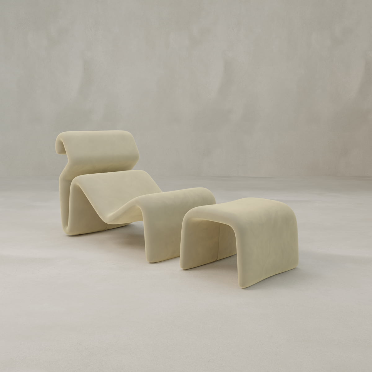 Infinity Chaise Lounge And Ottoman - VELVET / ALMOND