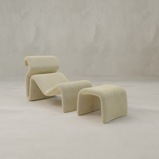 Infinity Chaise Lounge And Ottoman - VELVET / ALMOND