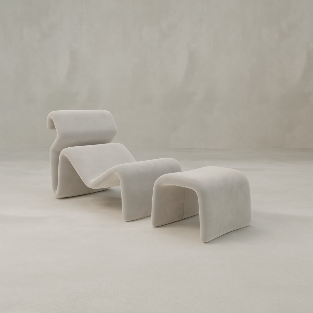 Infinity Chaise Lounge And Ottoman - VELVET / LATTE