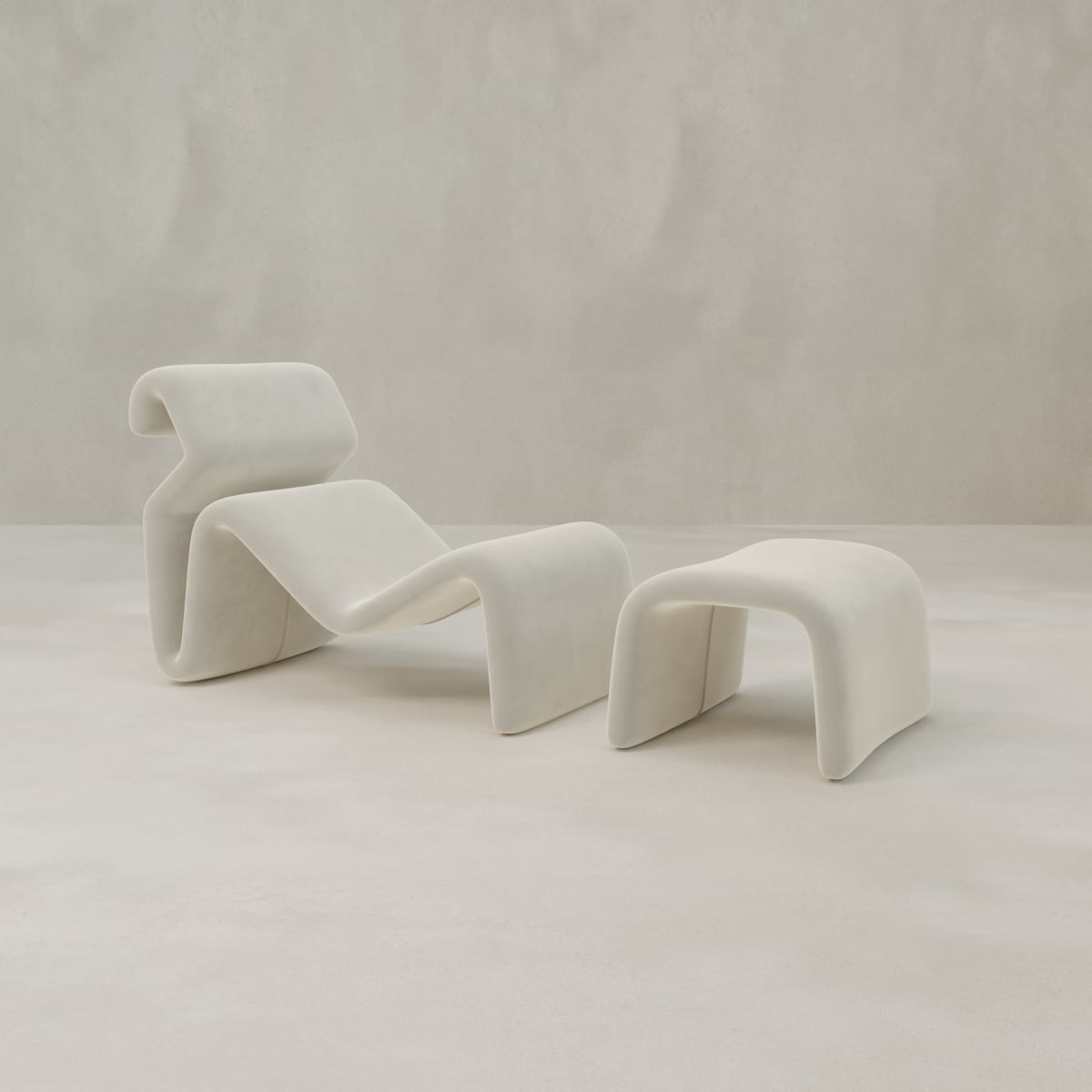 Infinity Chaise Lounge And Ottoman - VELVET / LINEN