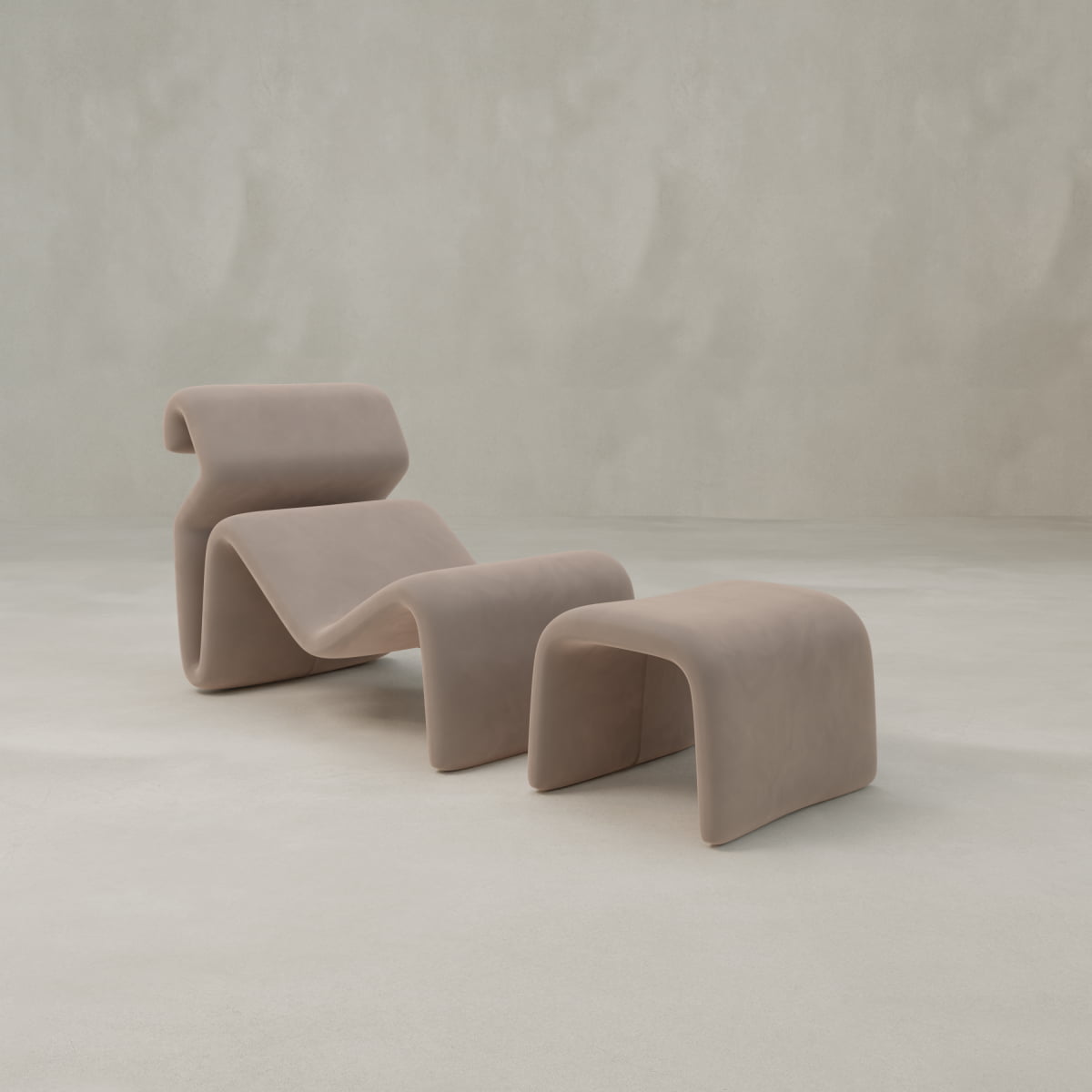 Infinity Chaise Lounge And Ottoman - VELVET / MINK