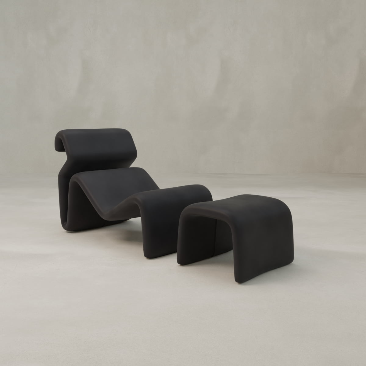 Infinity Chaise Lounge And Ottoman - VELVET / ONYX