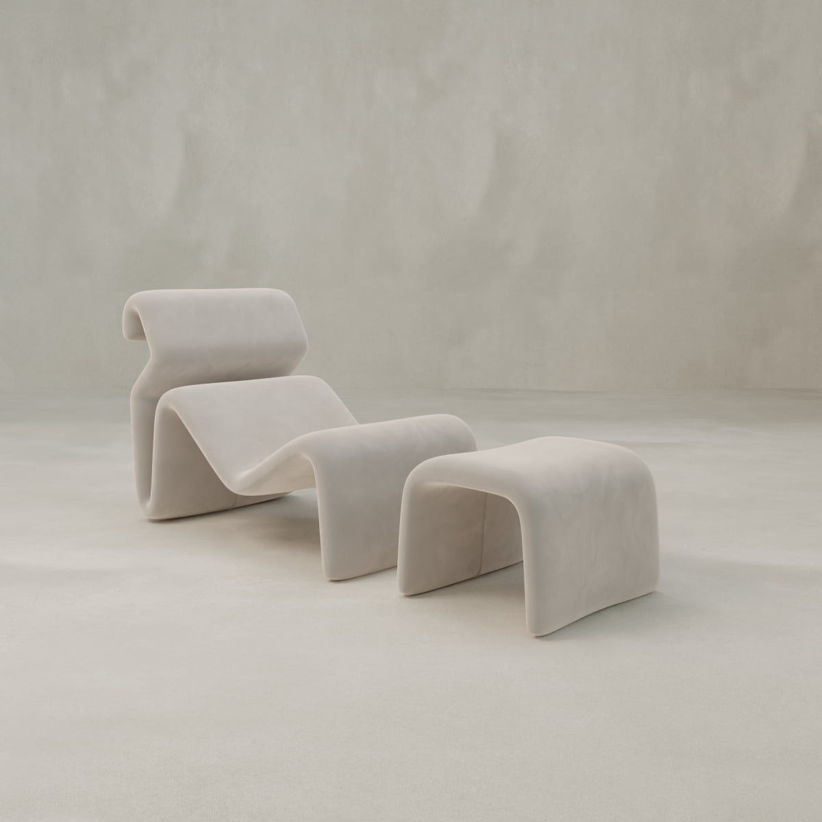 Infinity Chaise Lounge And Ottoman - VELVET / SAND
