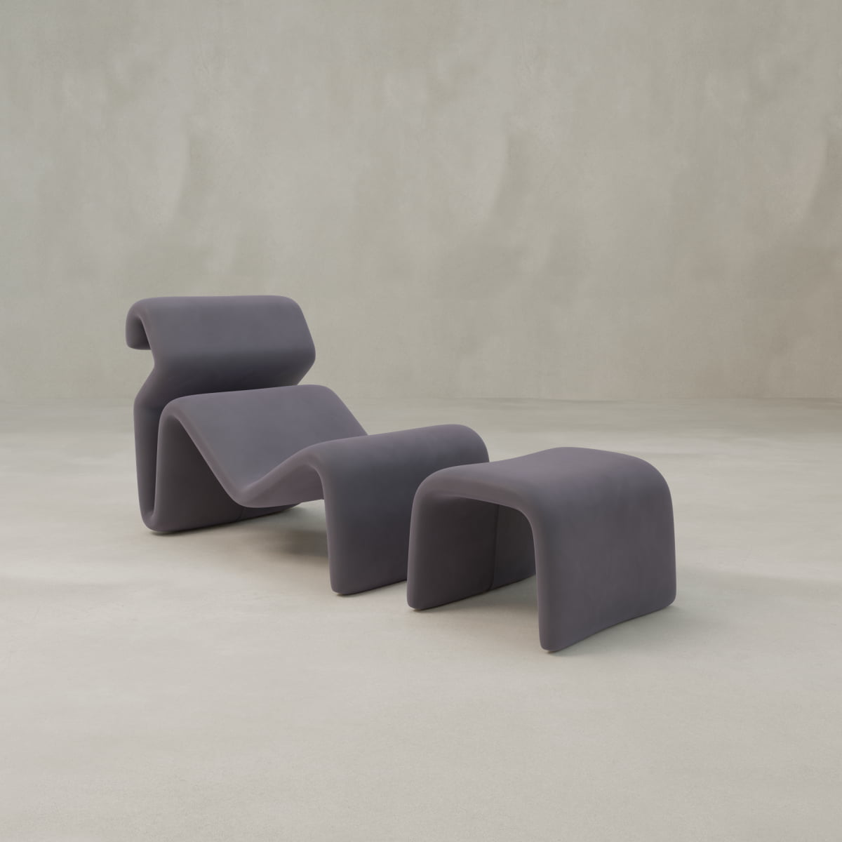 Infinity Chaise Lounge And Ottoman - VELVET / SMOKE