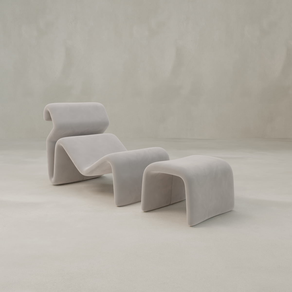 Infinity Chaise Lounge And Ottoman - VELVET / STONE