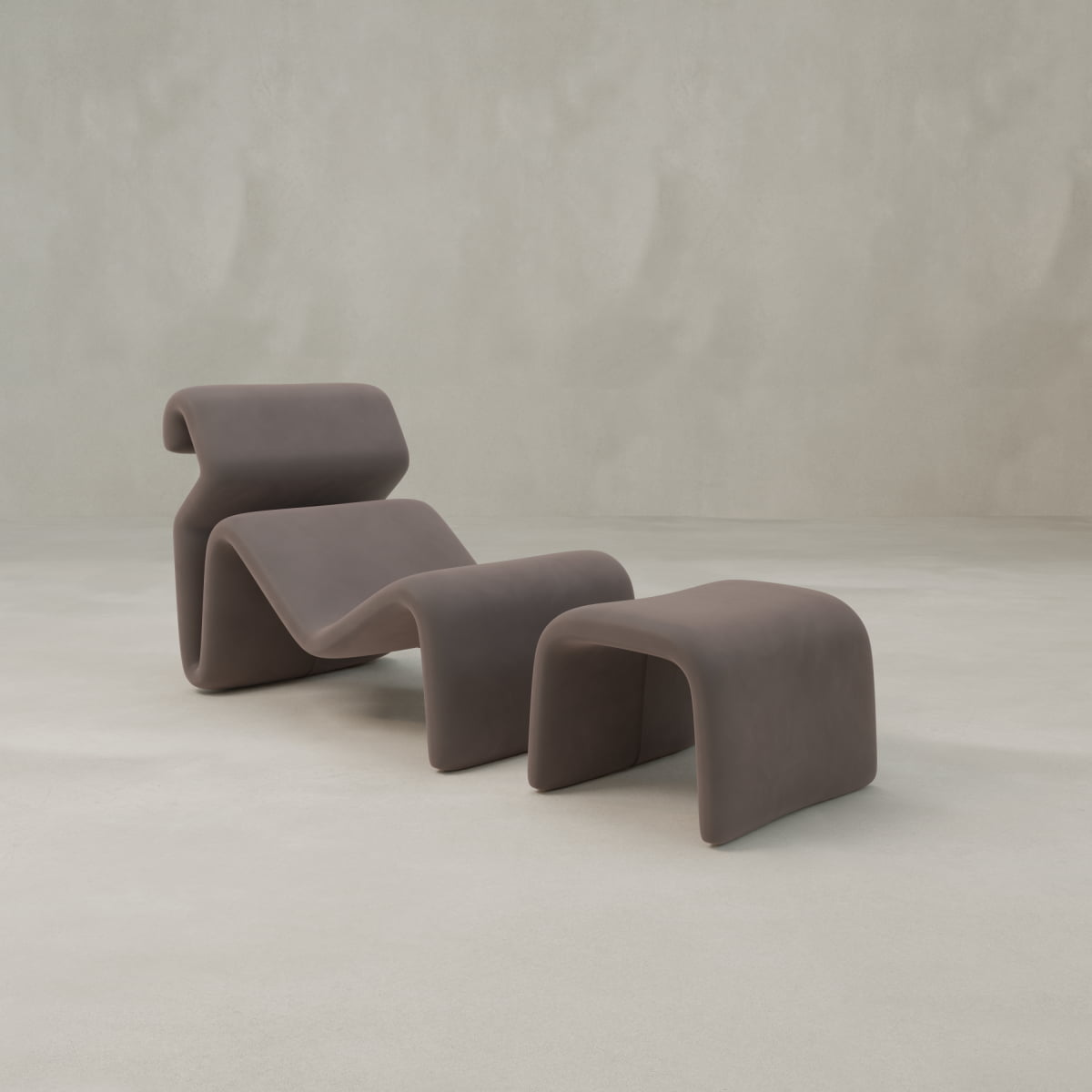 Infinity Chaise Lounge And Ottoman - VELVET / UMBER