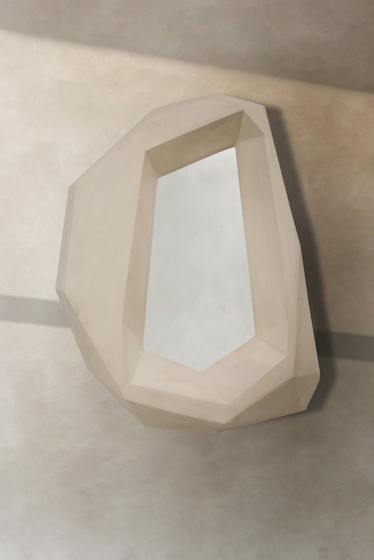 Facet Mirror In Beige