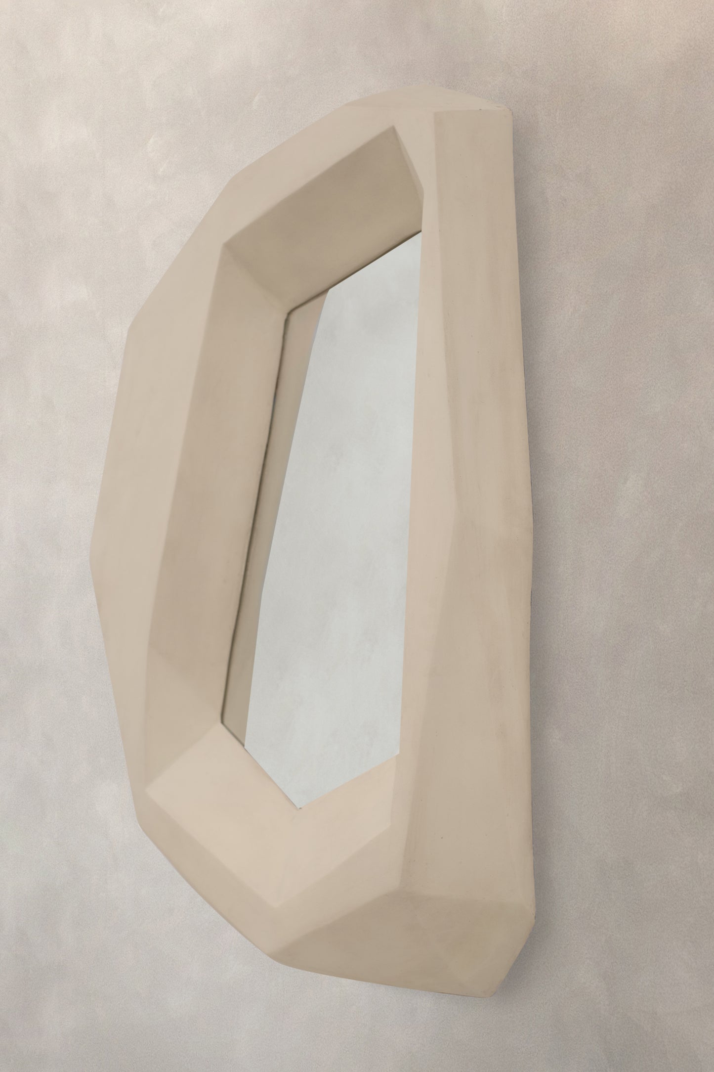 Facet Mirror In Beige