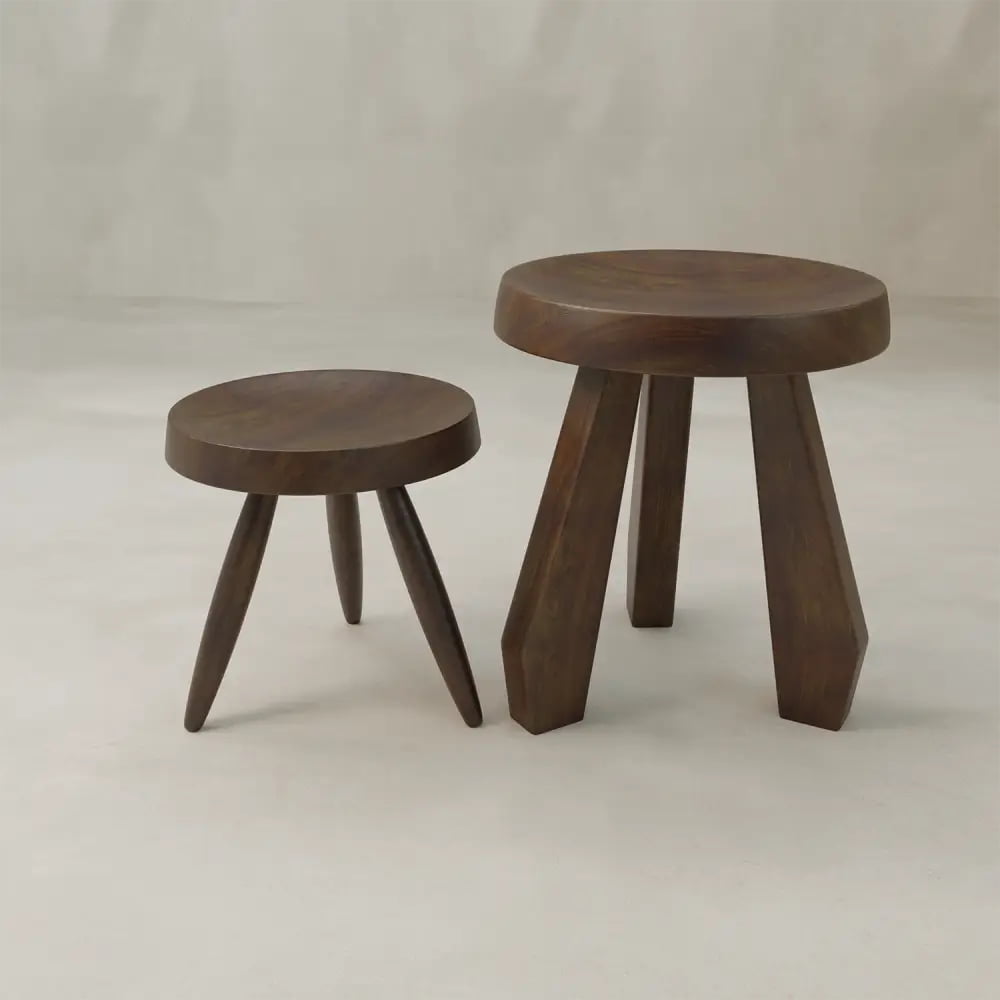 Athena Short Stool - WOOD / EBONY WALNUT - Tables